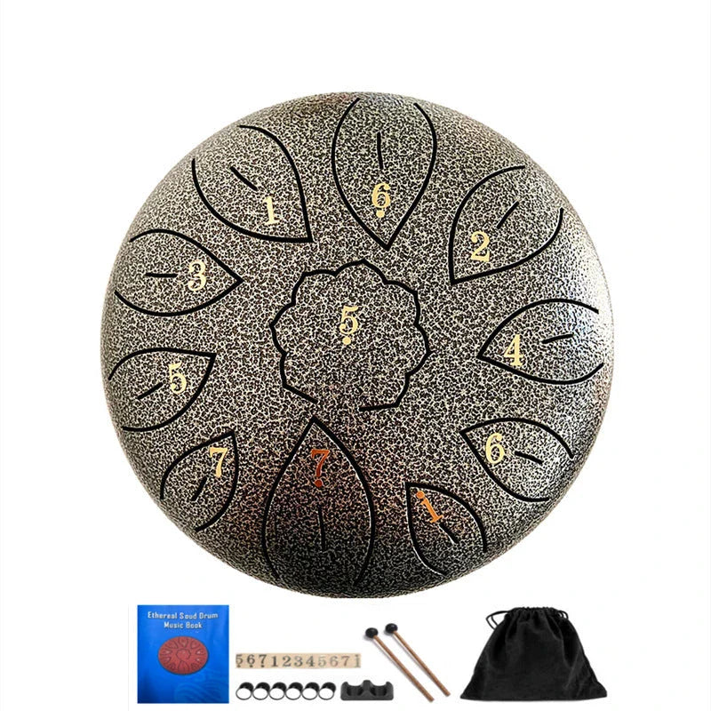 6-inch 11-tone Ethereal Steel Tongue Drum in various colours, a unique and mesmerising musical instrument