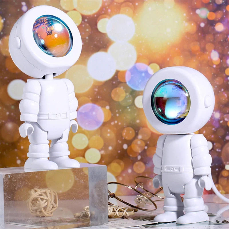Rechargeable Astronaut Robot Rainbow Projection Sun Lamp with adjustable colours