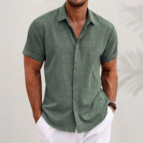Men's stylish loose linen short-sleeved t-shirt in various colours