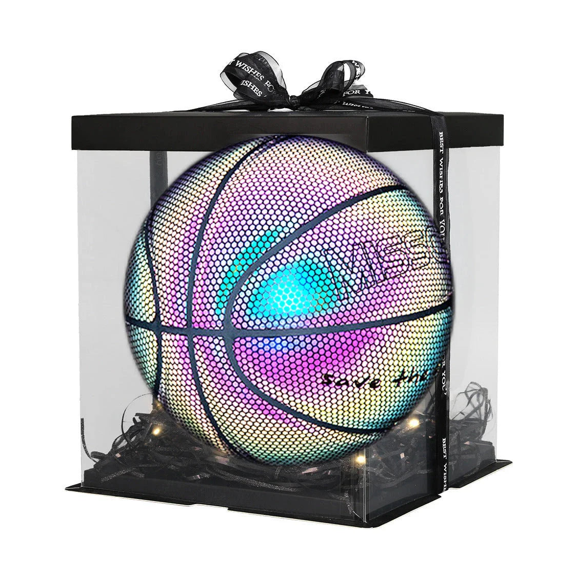 Luminous glow-in-the-dark basketball with reflective design for night games and outdoor activities