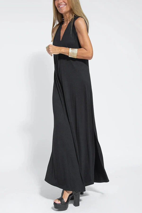 Stylish Women's V-neck Sleeveless Dress with Long Cardigan in various colors