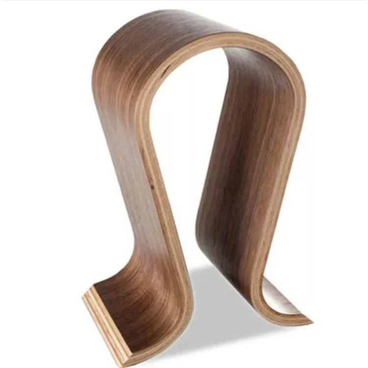 Elegant solid wood headphone stand in a contemporary design for beautiful display of audio equipment