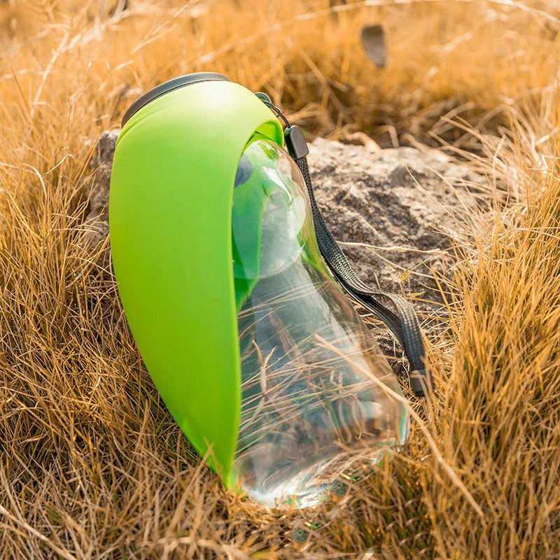 Portable dog water bottle and bowl set in various vibrant colors for small to large pets