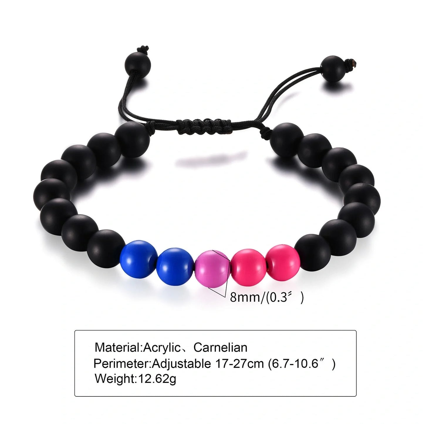 Premium black agate beaded bracelet with polished finish, suitable for men and women