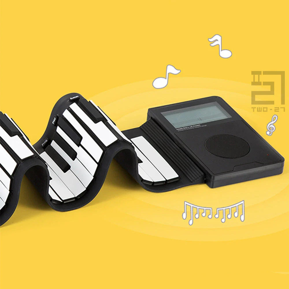 Portable 88-key digital roll-up piano with built-in speakers, rhythms, and sound effects for musical exploration