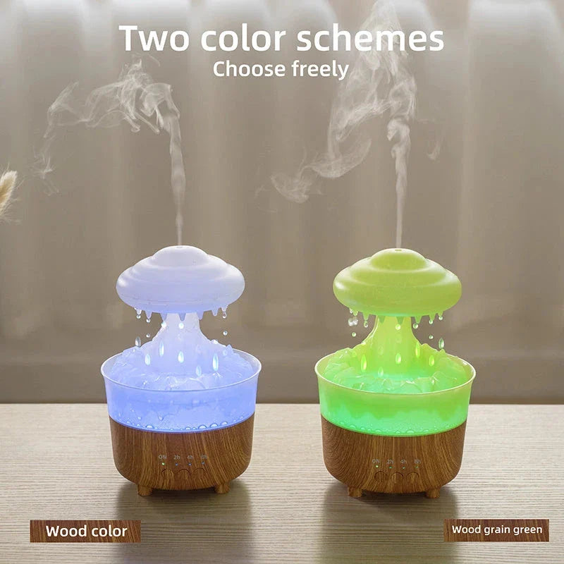 Rain Cloud Humidifier with Soothing Raindrop Sounds, Mood Lighting, and Essential Oil Diffuser