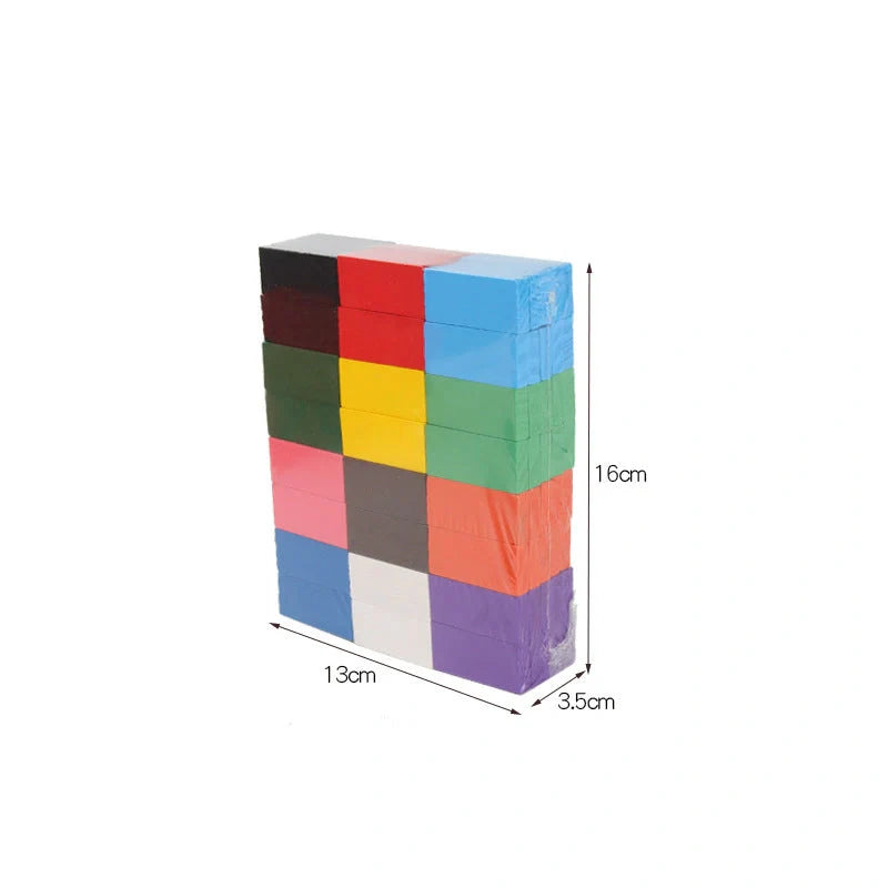 Brightly coloured wooden domino blocks for children's educational play