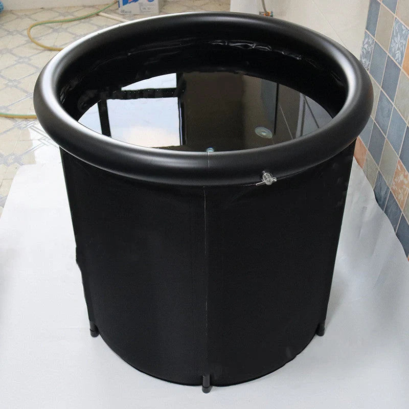 Portable Ice Bath with inflatable air ring for recovery therapy in black