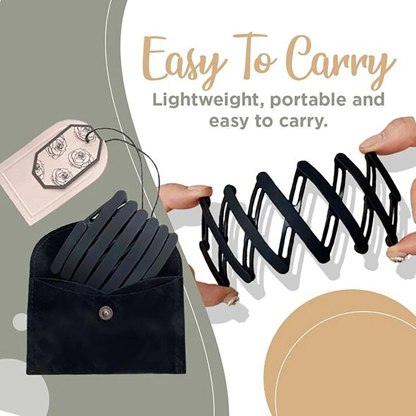 Retractable Pocket Hair Band - A stylish, secure, and convenient hair accessory that can be easily stored in your pocket or bag.