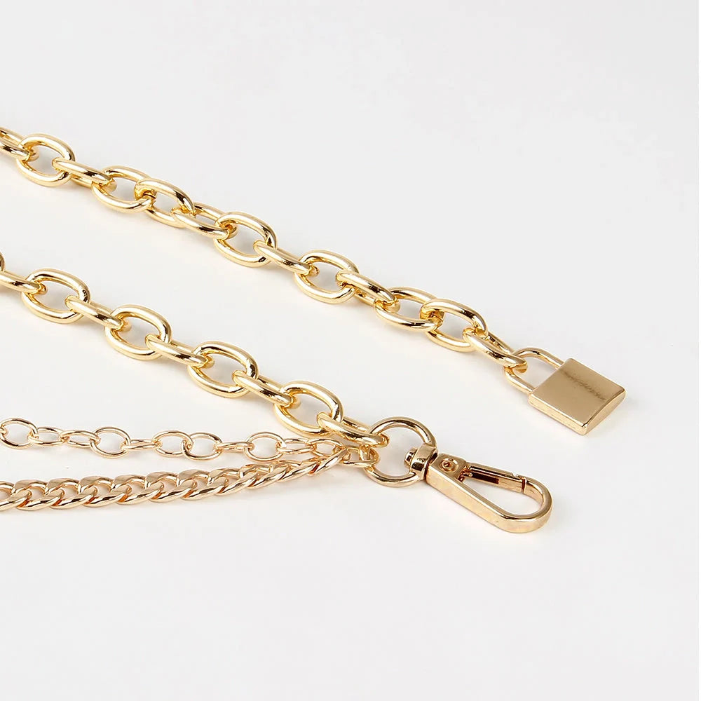 Adjustable alloy waist chain in golden and silver for summer hip hop punk styling