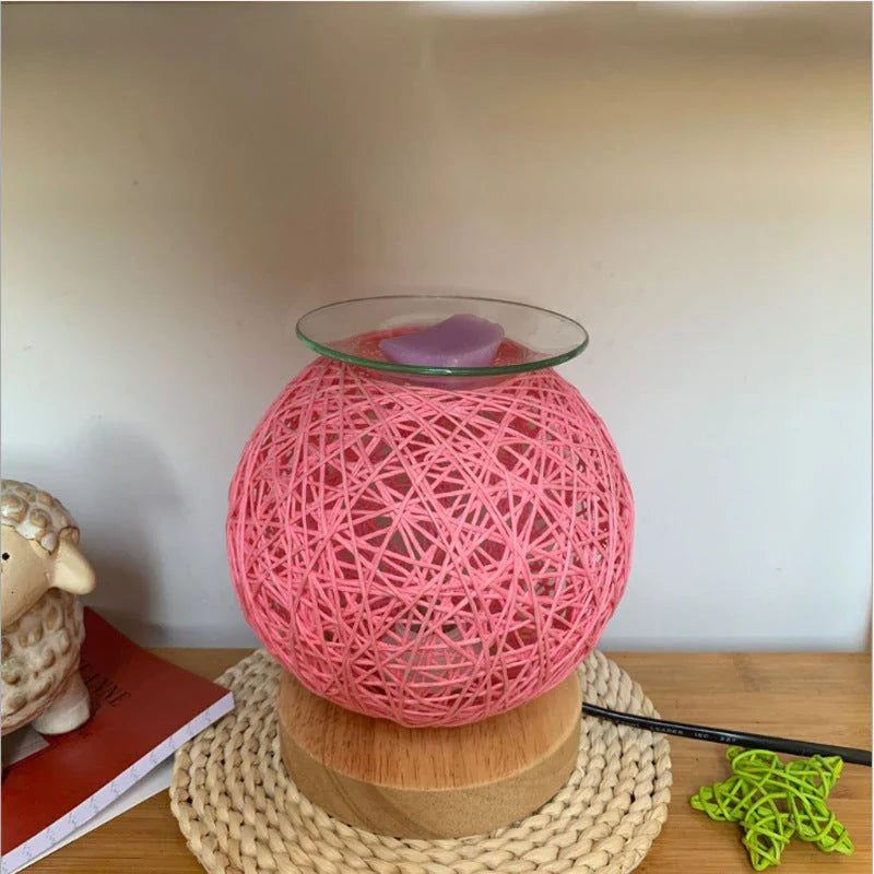Elegant aroma lamp with bamboo wood design, perfect for adding soothing scents and warm lighting to your home