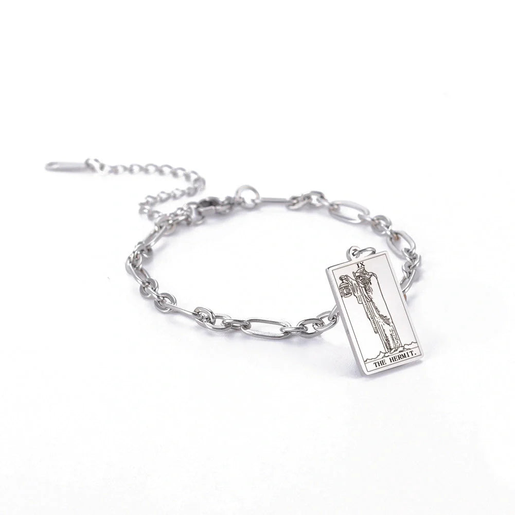 12 Tarot Card Series Fashion Trend Long Oval Link Chain Bracelet in gold and silver finishes