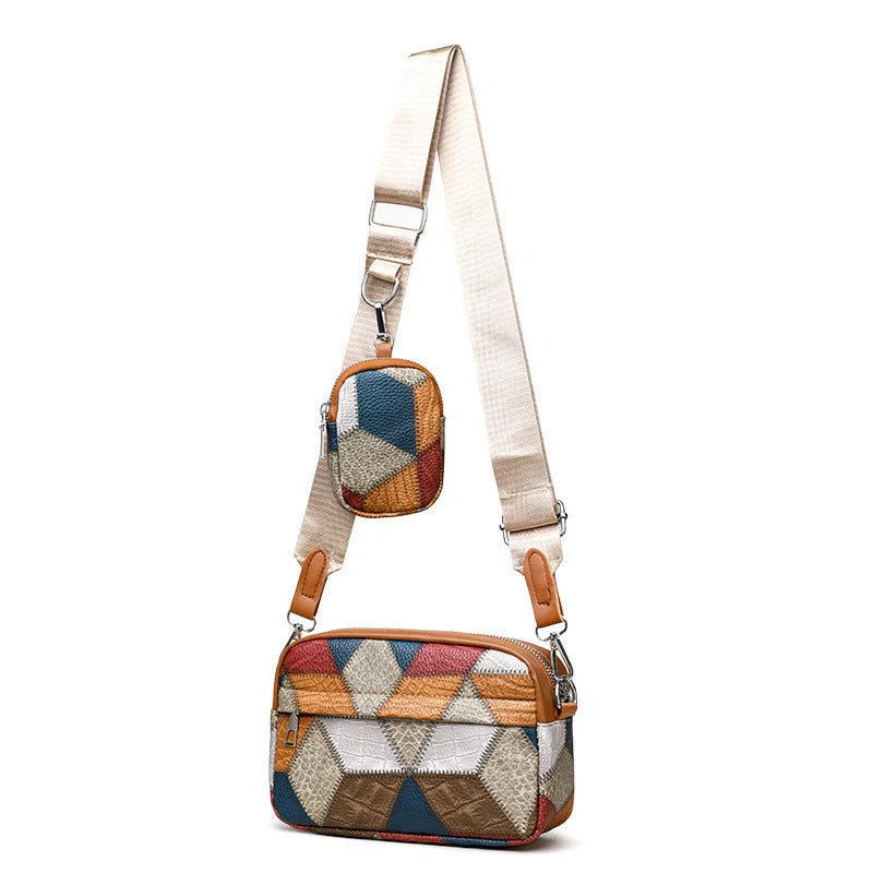 Retro-inspired satchel bag with contrasting black and yellow colour design, made of premium PU leather material
