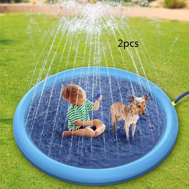 Refreshing splash pad for kids and pets, backyard water play mat with sprinklers