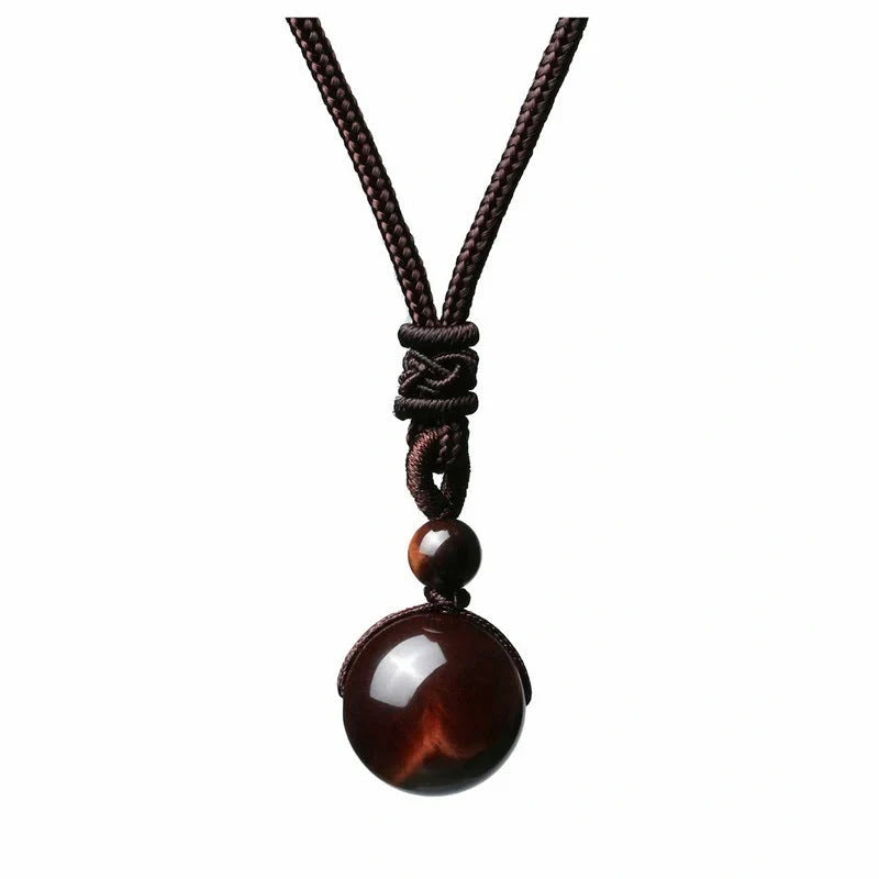 Stylish 16mm Natural Obsidian and Amethyst Pendant Necklace for Women and Men