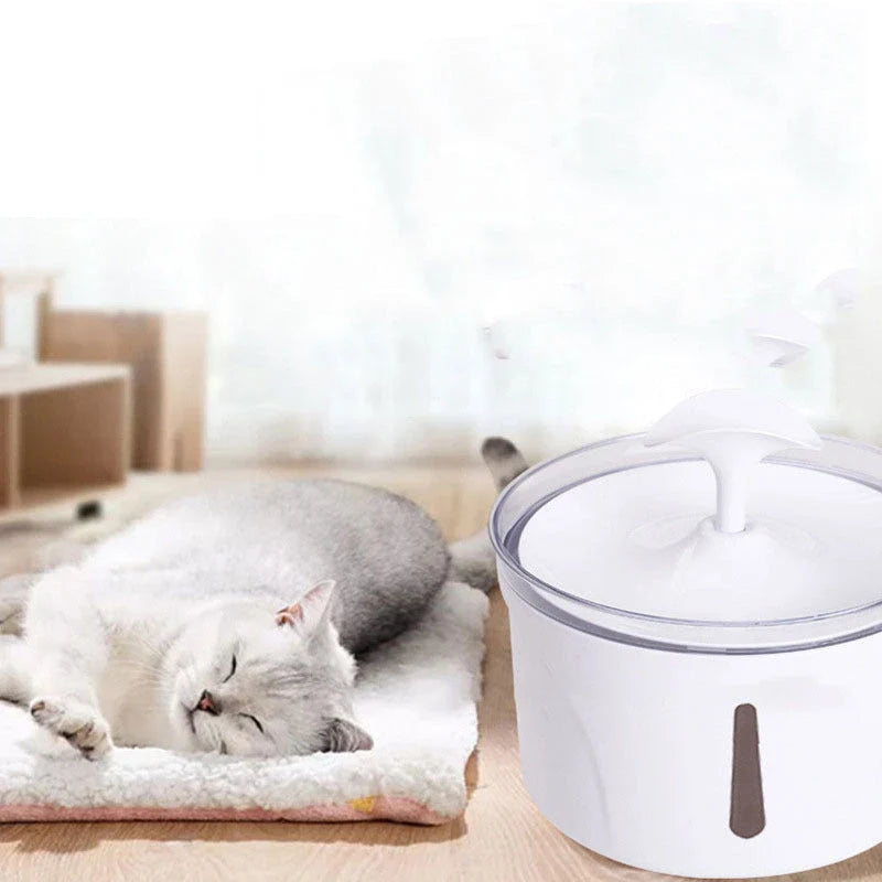 Automatic pet water fountain with stainless steel construction, LED water level display, and multi-layer filtration system