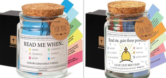 Bible Verses In A Jar with cartoon design, containing 90 verses for daily inspiration