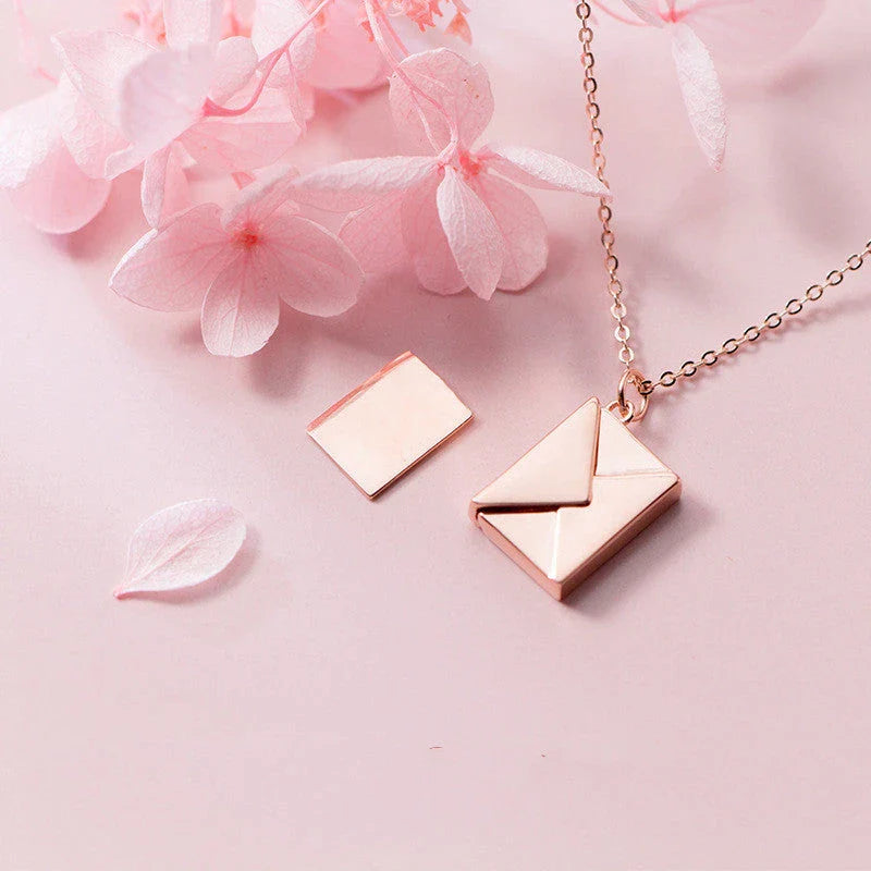 Elegant titanium steel envelope pendant necklace with adjustable chain, versatile for any occasion