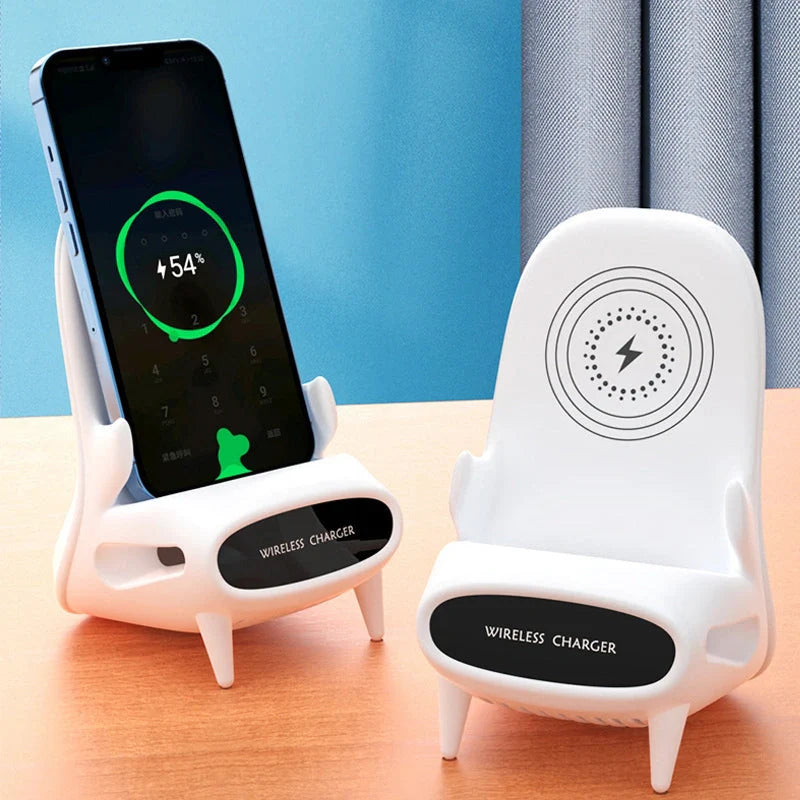 Portable mini chair wireless charger with 10W fast charge for Apple and Android phones