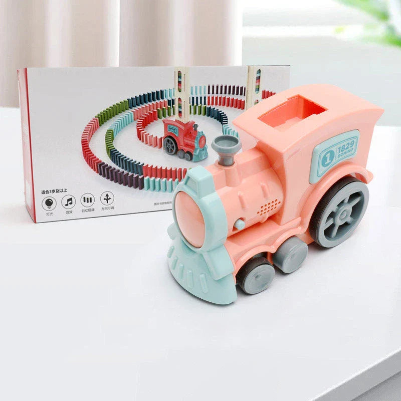 Automatic Domino Train Toy - Motorized Building Set for Kids with Vibrant Colors and Sturdy Construction
