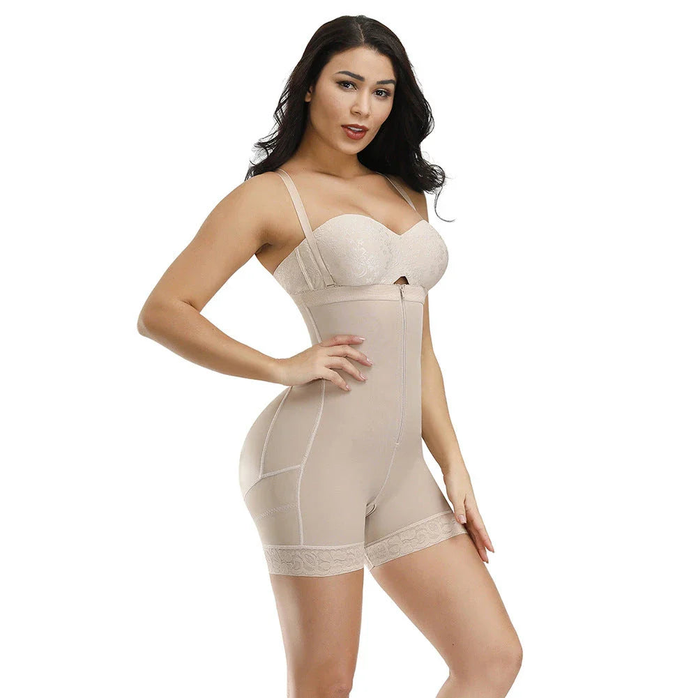 Premium high-waist trousers with lace corset detail, available in black and skin tone shades, designed to enhance your figure and provide all-day comfort.