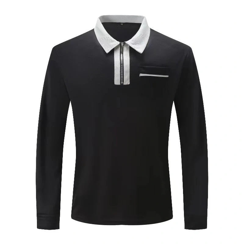 2024 Autumn Men's Long Sleeve Zipper Polo Shirts in various colours