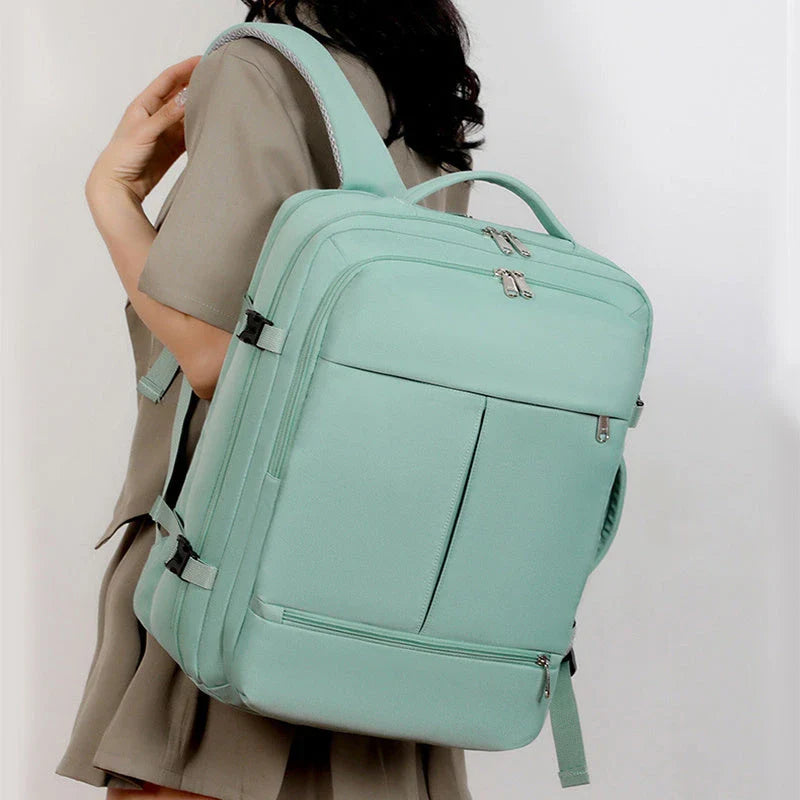 Durable and stylish travel backpack with multiple pockets, a padded laptop compartment, and versatile design for business and leisure use.