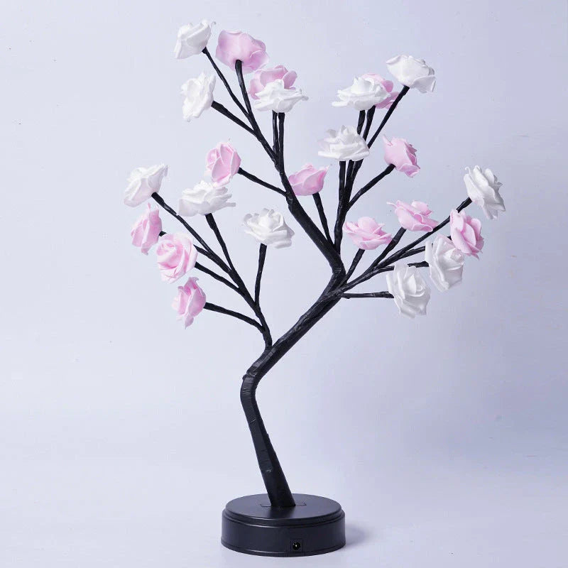Enchanting 3D rose blossom USB desk lamp in various color options, creating a dreamy, romantic ambiance