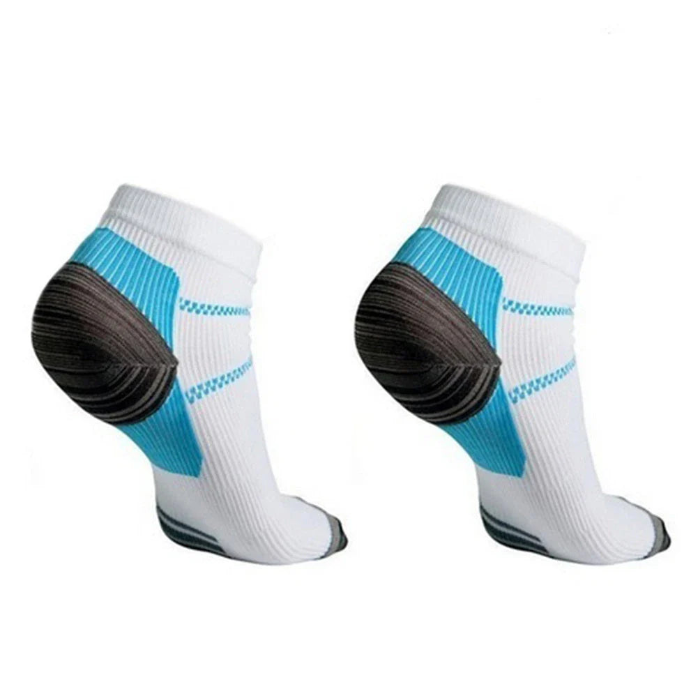 Premium compression socks designed to relieve plantar fasciitis, heel spurs, and arch pain with medical-grade support and breathable nylon fabric.