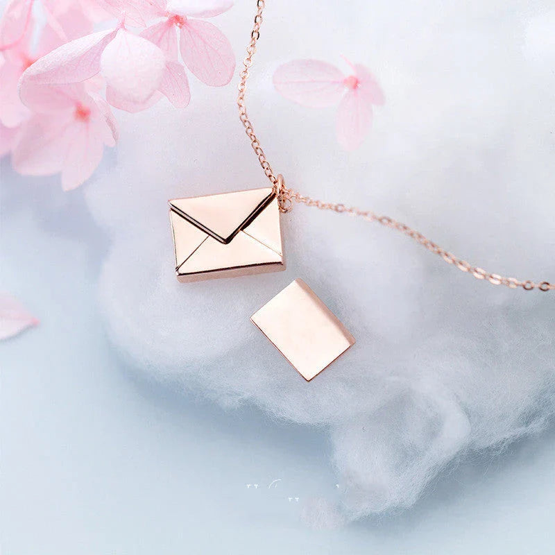 Elegant titanium steel envelope pendant necklace with adjustable chain, versatile for any occasion