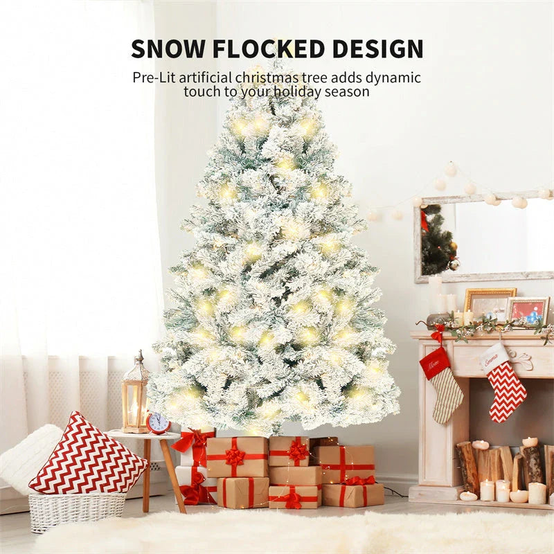 Premium artificial Christmas tree with realistic snow-like accents, providing a captivating winter wonderland effect for your holiday decor