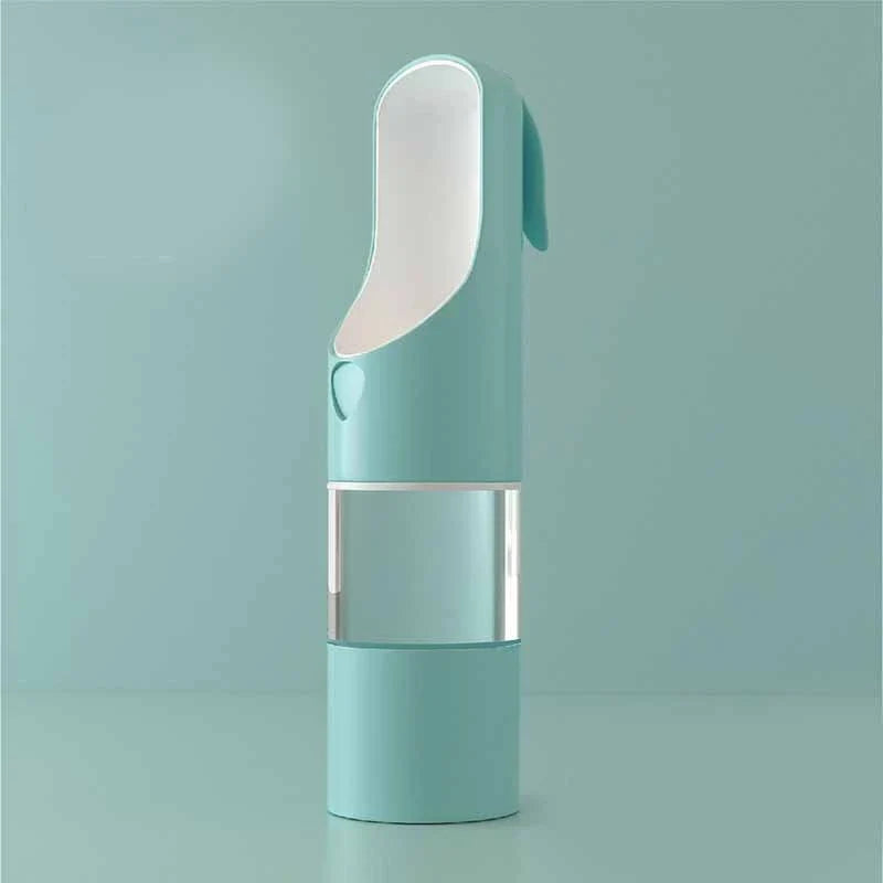 Portable pet water feeder with carbon filter, leak-proof design, and hands-free strap for outdoor hydration