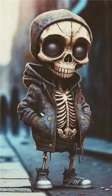Chic resin skeleton figurine with a sleek, modern design, perfect for decorating your home or office for Halloween and year-round.