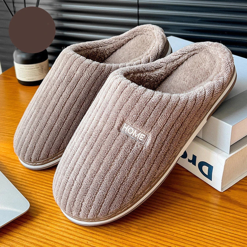 Cozy plush slippers in various colors with non-slip soles for indoor comfort and warmth