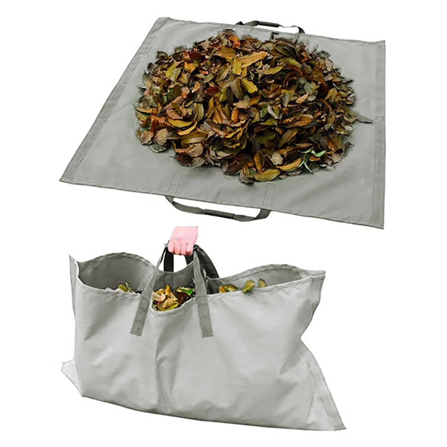 Heavy-duty recyclable garden waste tarpaulin bag in green, grey, or black