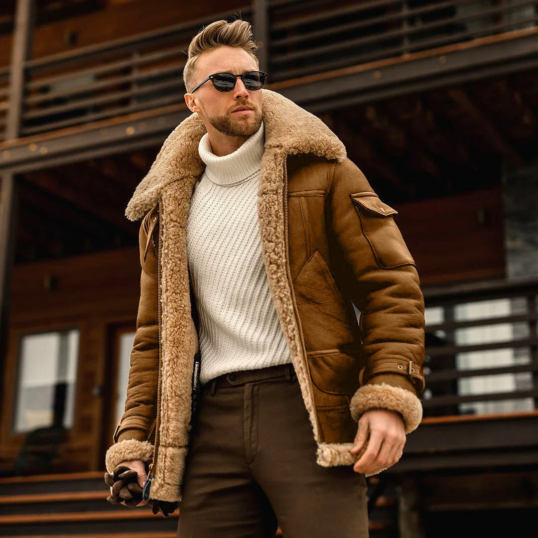 A warm, tactical military-style fleece jacket with a fur collar in various color options