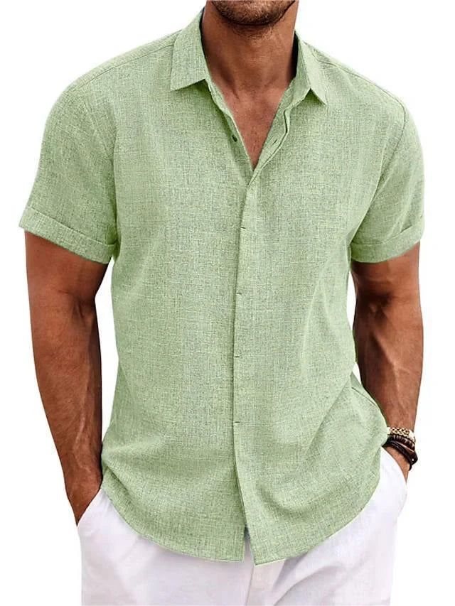 Men's stylish loose linen short-sleeved t-shirt in various colours