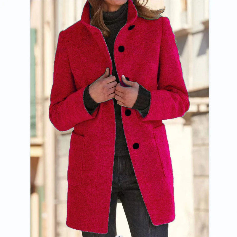 Gifthome Stylish Wool Coat with Pockets for Women - Warm Fall/Winter Outerwear