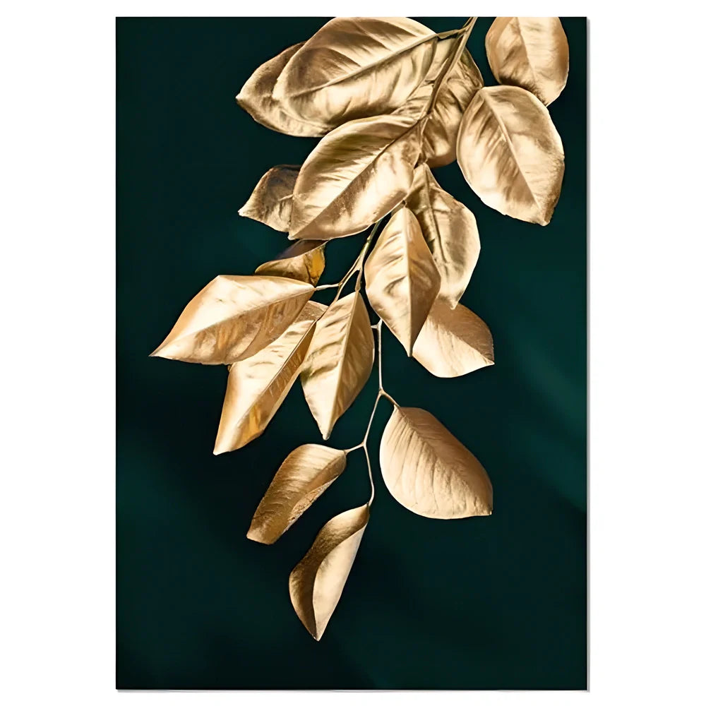 Abstract golden leaves canvas with vibrant colours and geometric design, perfect for elevating any living space