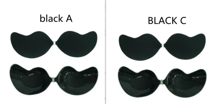 Lala Goddess Mango Cup deep V invisible bra in black and flesh colors