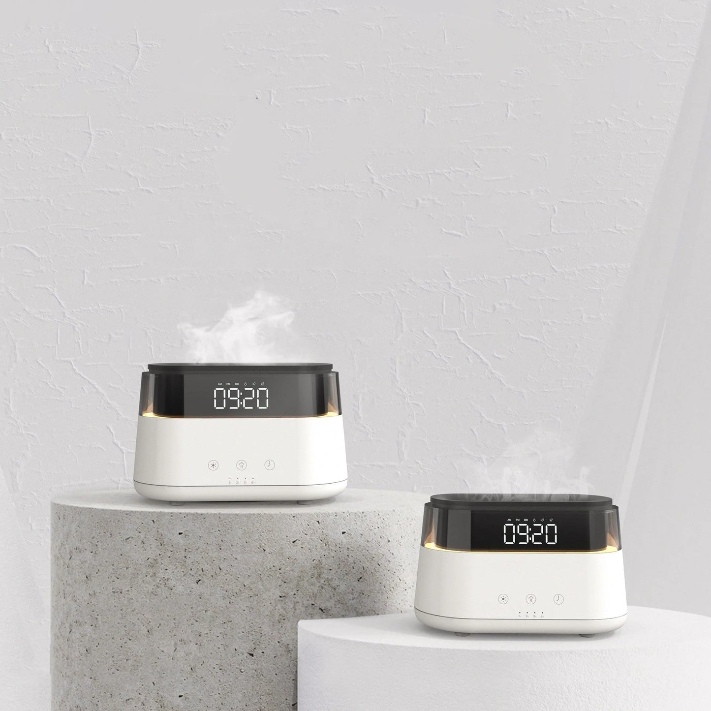 White Flame Humidifier with clock display and USB power