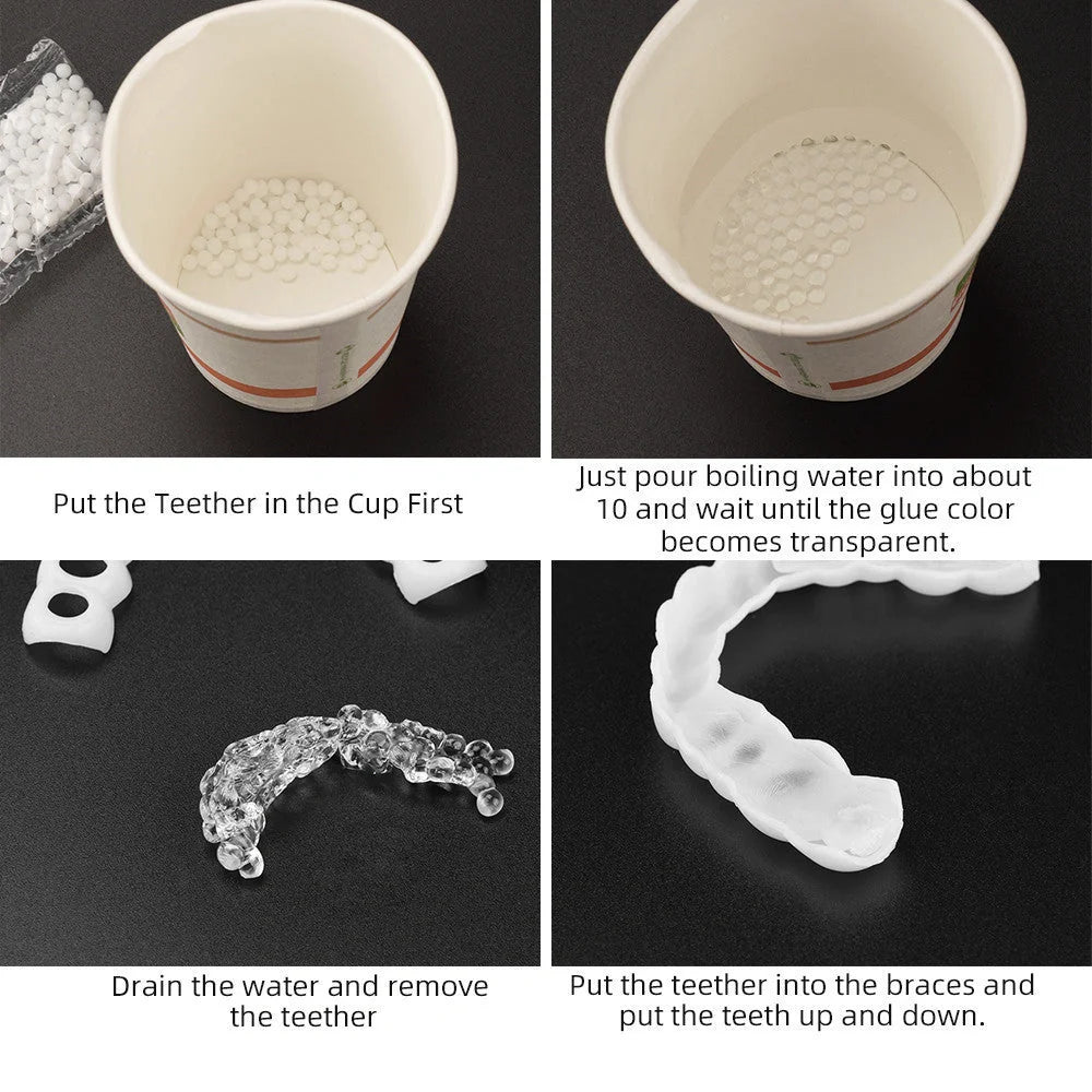 Household teeth repair solid hot-soluble teether for temporary missing teeth gap