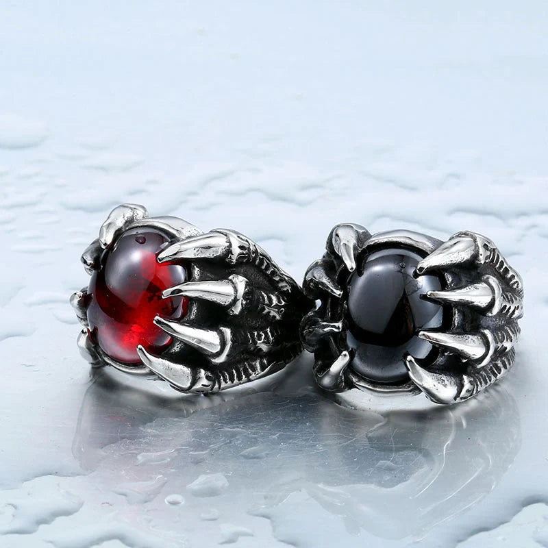 Vintage titanium steel zircon ring with intricate design and retro charm