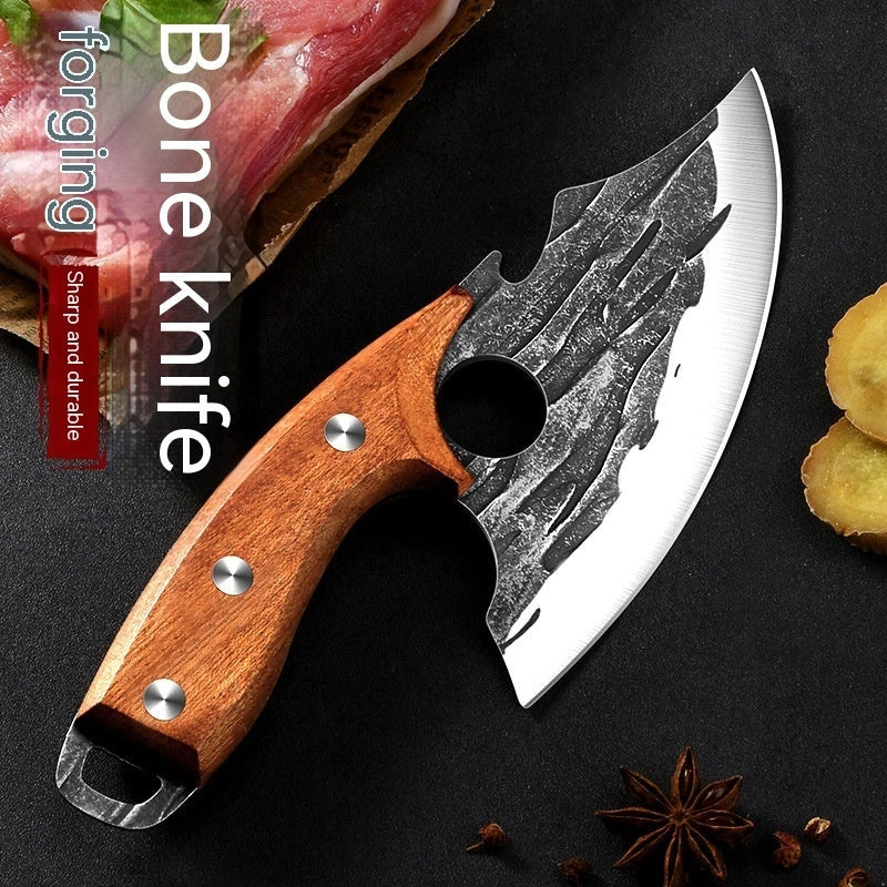 Premium forged boning knife with unique cutout design for effortless meat preparation in the UK