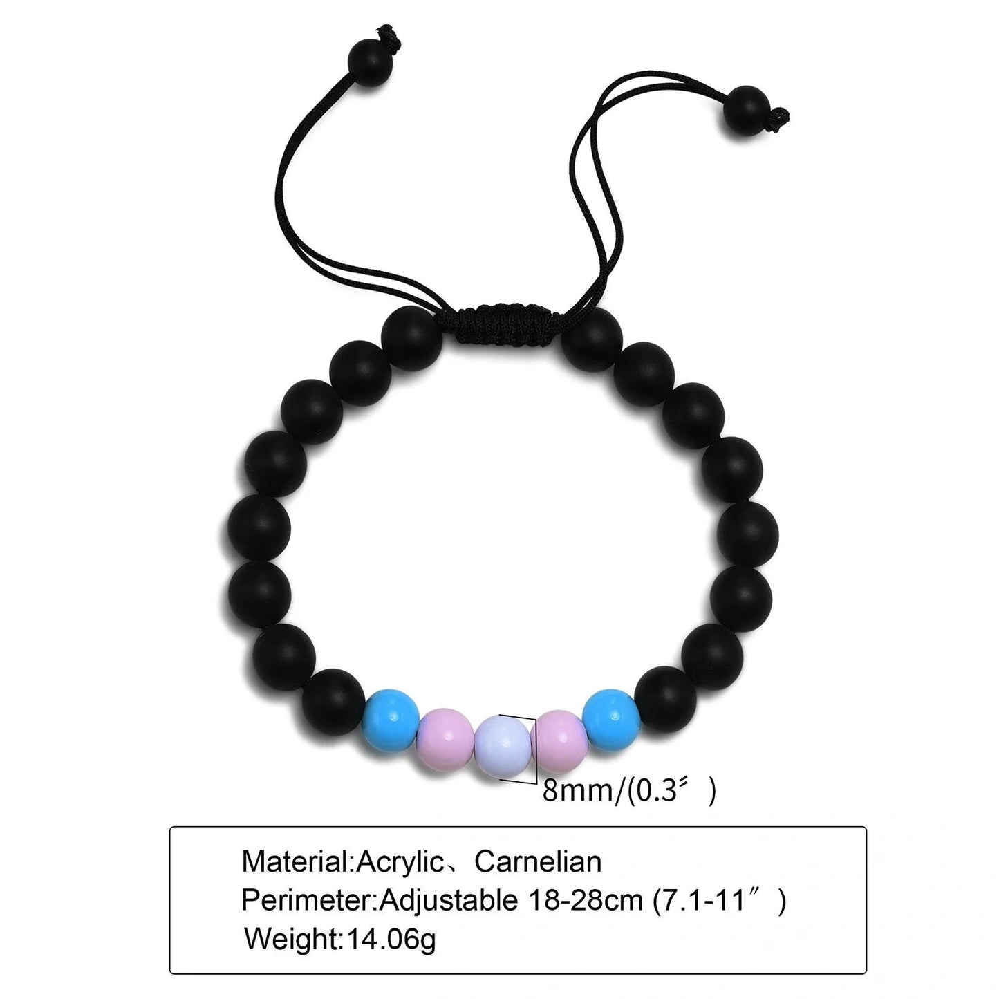 Premium black agate beaded bracelet with polished finish, suitable for men and women