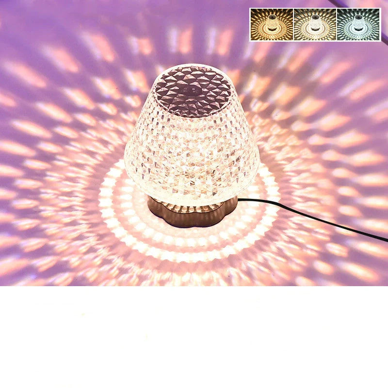 Diamond crystal table lamp with USB touch sensor and dimmable LED light
