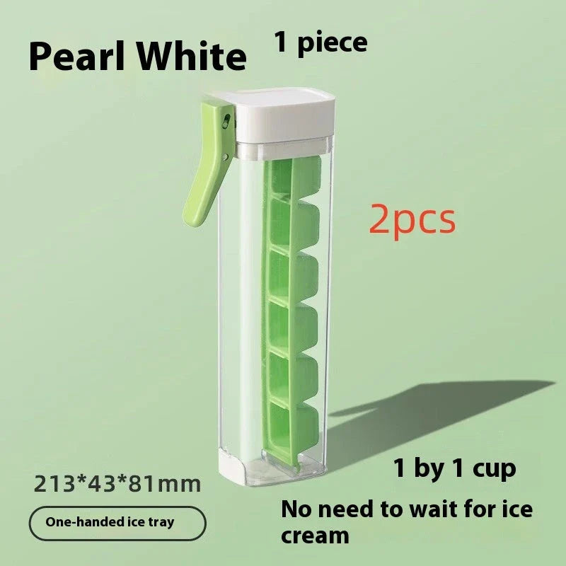Premium ice cube trays in Maldives color and Pearl White, featuring one-touch release and food-grade materials for perfect homemade ice cubes