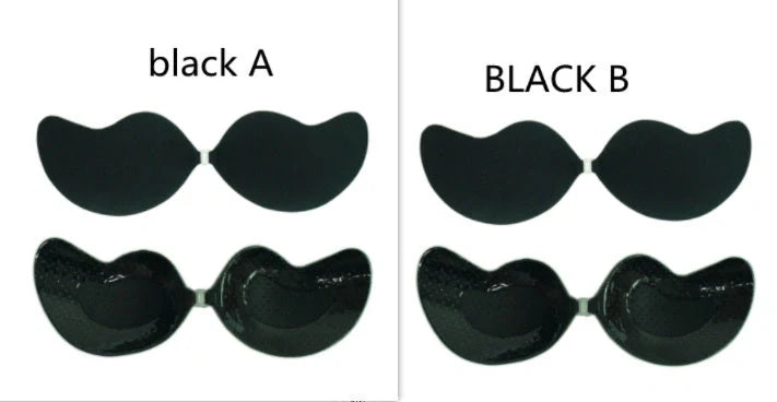 Lala Goddess Mango Cup deep V invisible bra in black and flesh colors