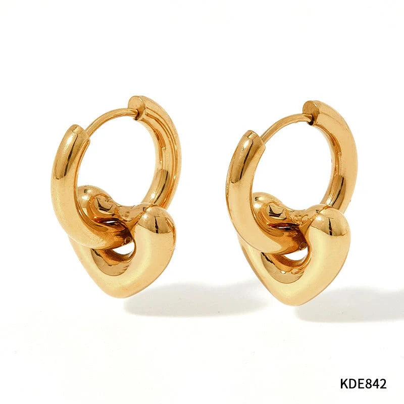 Elegant stainless steel earrings with a glossy finish, available in classic gold and silver tones.