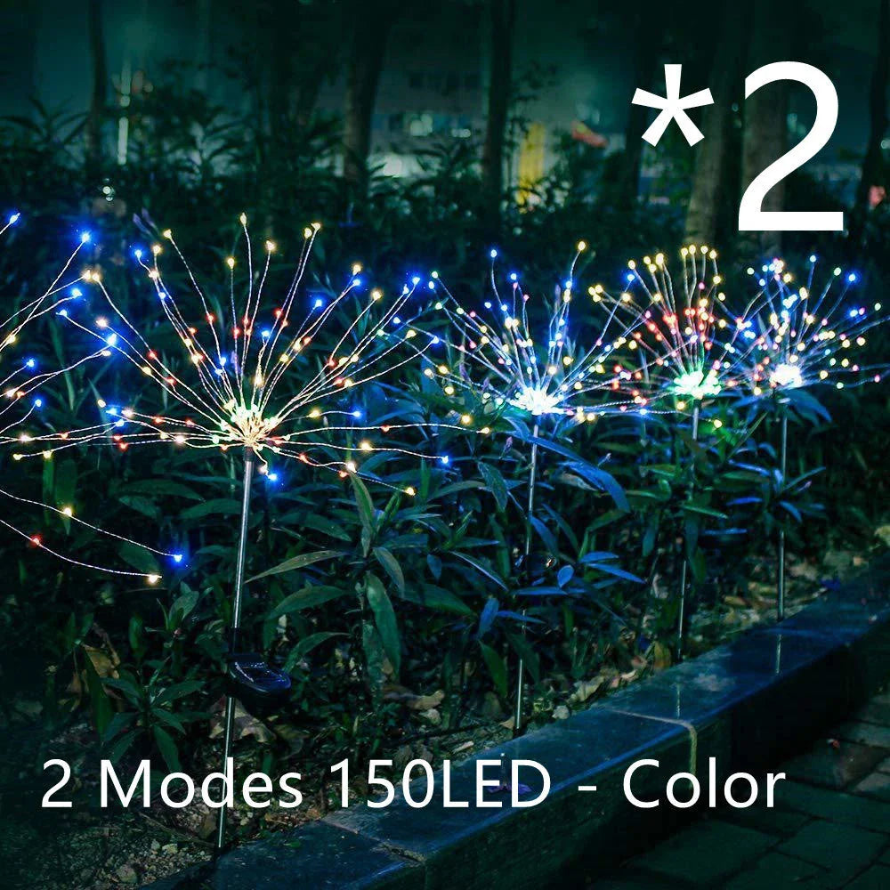 Radiant Solar-Powered Outdoor Fireworks Lights with dazzling LED display in various shapes and colours